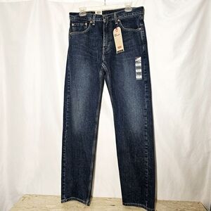 Levi's Mens 505 Regular Stretch Straight Leg Dark Wash Blue Jeans 33x34